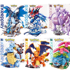 Original keeppley pokemon diy blocos de construção pikachu charizard venusaur greninja mewtwo blastoise ação anime modelo crianças brinquedos