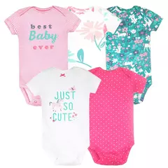 Bebê recém-nascido Cartoon Cotton Bodysuit, Macacão infantil, Roupas da moda, Roupas de menino e menina, 5pcs por lote