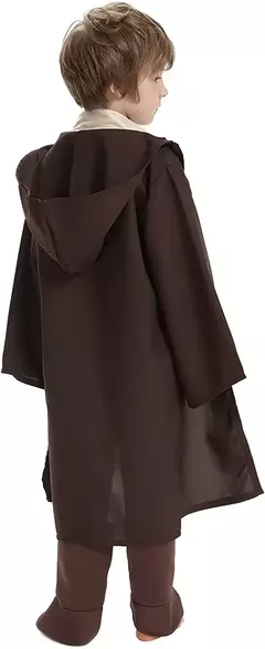 Star wars traje obi-wan kenobi crianças cosplay guerreiro jedi cosplay com capuz manto roupas terno trajes de festa de halloween para criança