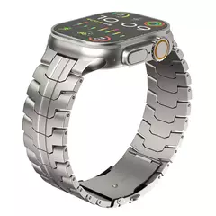 Pulseira de aço inoxidável cor titânio para Apple Watch, pulseira de metal para iWatch 9, 8, 7, 6, SE 5, banda ultra 2, 49mm, 45mm, 44mm, 42mm