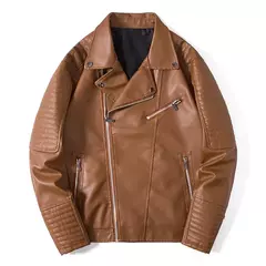 Jaqueta de couro PU para homens, casaco com zíper oblíquo, streetwear para outono e inverno, tamanho asiático M-XXXL, 14 - comprar online