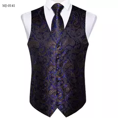 Festa de casamento ouro colete paisley floral jacquard colete masculino 4 pçs colete gravata lenço anel hanky abotoaduras conjunto dibangu na internet