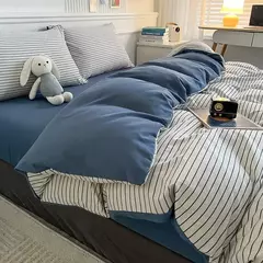 Conjunto de colcha de algodão lavada para dormitório estudantil, cama estilo japonês quadriculada outono e inverno, 4 unid - comprar online