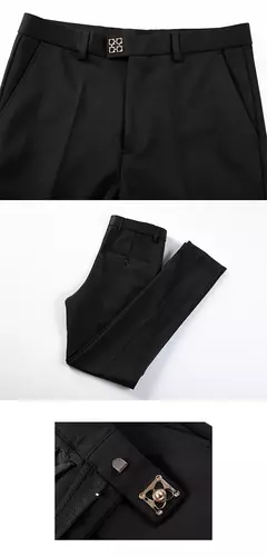 Calças justas de estiramento formal masculinas, calças casuais, roupa de cor sólida, calças de terno fashion