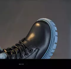 Botas de neve de pele sintética para meninas, botas grossas quentes, sola macia, antiescorregadia, estilo coreano, moda inverno, 6 a 18 anos na internet