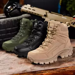 Botas táticas impermeáveis masculinas, Combat Ankle Boot, Sapatos de segurança de trabalho, Trekking, Preto, Trekking, Tamanho grande - loja online