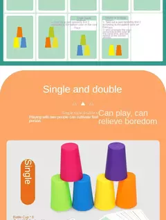 Brinquedos Montessori Infantil, Stack Cup, Battle Table com Cartas, Iluminação Intelectual Educacional, Cognição das Cores, Treino Lógico - comprar online