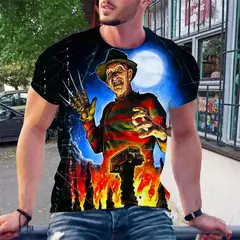 Imagem do Camiseta de horror estampada em 3D para homens e mulheres Freddy Krueger Jason, camisa de manga curta, pulôver esportivo, camiseta de verão, blusa infantil, novo