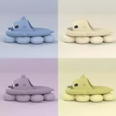 Chinelos de tubarão dos desenhos animados para homens e mulheres, slides internos do banheiro, moda casal, sapatos baixos, sandálias, EVA suave, chinelos de praia, verão - Wolf Magazine