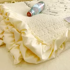 Novo conjunto de colcha de verão chiffon acolchoado menina coração lavado algodão babados capa de cama de casal na internet