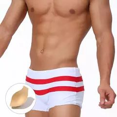 Imagem do Calção de banho seca rápida masculina, maiô sexy, cuecas estampadas, calção triangular com copo, moda banho de cintura baixa, moda