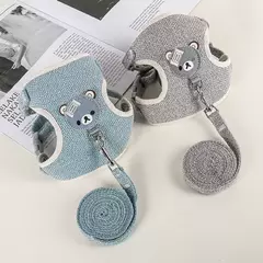 Imagem do 1/conjunto de arnês para cães pequenos, arnês e coleira ajustável para cães e gatos, coleira para cães e gatos, acessórios para cães e gatos