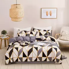 Conjunto de cama confortável macio com impressão geométrica, capa de edredão, solteiro, duplo, rainha, king size, barato, durável, sem folha na internet