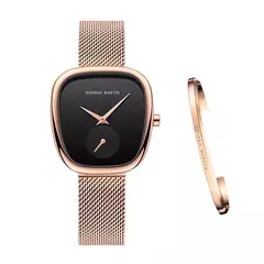 Relógio de pulso de quartzo oval estilo minimalista feminino, barril de vinho, ouro rosa, preto, cronômetro, elegante, 34mm, novo, 2023