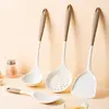 Utensílio de cozinha de silicone com panelas antiaderentes, espátula, concha de sopa, colher com fenda, cozinhar ferramentas, 4 pcs