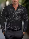 Camisa casual padrão meteoro de colarinho de botão masculino, macio e confortável blusa esportiva, tamanho XS-6XL, moda, novo