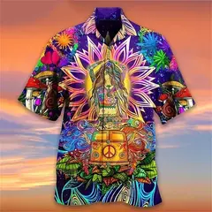 Camisa dos homens do vintage 3D Havaiano Casual Wear Férias de praia Soltas montagem Masculina Top 2023 Dos Desenhos Animados Padrão Manga Curta Ao Ar Livre