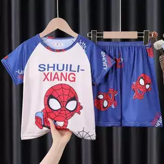 Imagem do Conjunto de pijamas de manga curta infantil, roupa de menino, roupa de dormir infantil, verão