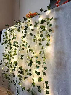 Imagem do Green Leaf Ivy Vine com luzes LED String, Guirlanda para casa, Decoração do quarto, Wedding Glowing, Planta artificial, 2m