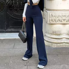 Calça larga fina e monocromática feminina, cintura alta, OL, calça longa de carreira feminina, moda outono, calça chique de fundo drop - comprar online