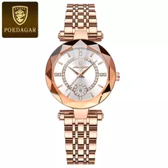 POEDAGAR-Relógio de Luxo Feminino, Alta Qualidade, Diamante, Quartzo, Impermeável, Data, Aço Inoxidável, Senhoras Relógios, Caixa Incluída - Wolf Magazine