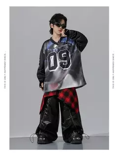 Meninos hio hop letras jaqueta de couro dança de rua calças de carga soltas meninas k-pop streetwear crianças conjunto de roupas jazz traje - comprar online