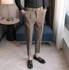 Calça formal de cintura alta masculina, roupa de negócios, calça para alfaiataria social, de qualidade luxuosa, preta, verão, 2022 na internet