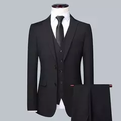 Alta qualidade (blazer + colete + calças) homens simples negócios elegante moda entrevista de trabalho cavalheiro terno fino 3 peças terno - loja online