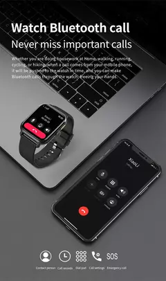 Smartwatch Sport Full Touch com Caixa para Homens e Mulheres, Relógios de Fitness, Chamada Bluetooth, Açúcar no Sangue, Presente, Tela 1.83 ", Novo, 2024