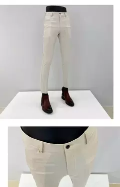 Homens terno calças calças formais pantalone hombre estiramento fino cor sólida vestido casual calças de comprimento total moda novas roupas masculinas - Wolf Magazine