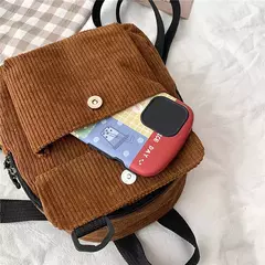 Mini mochila feminina, mochila escolar de veludo simples pequena, grande capacidade, mochila feminina durável, monocromática, casual, viajando, moda
