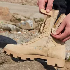 Ankle Boots de couro para homens, Sapatos de caminhada ao ar livre, Desert Combat Boots, Sapatos de segurança do trabalho - Wolf Magazine