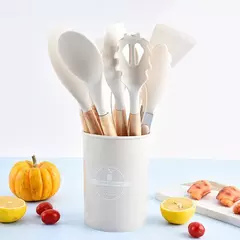 Conjunto De Utensílios De Cozinha De Silicone Antiaderente, Utensílios De Cozinha, Espátula, Pá, Batedores De Ovo, Cabo De Madeira, Ferramenta De Cozinha, Panelas, 12Pcs - Wolf Magazine
