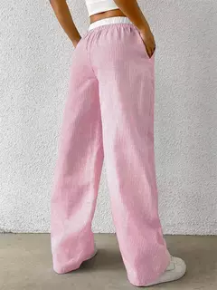 Calças femininas listradas de perna larga, calças casuais de comprimento total, roupas Y2K, streetwear outono e inverno, tecido, outono, 2024 na internet