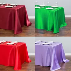 Imagem do Monocromática Toalha De Mesa De Cetim, Cobertura De Mesa, Toalha De Mesa, Sobreposição, Aniversário, Casamento, Banquete, Restaurante, Festival, Fornecimento De Festa
