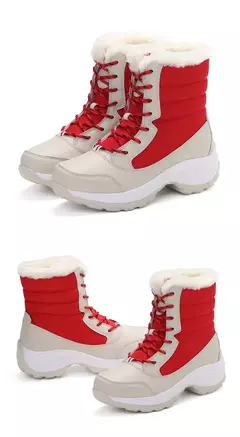 Botas de neve de plataforma antiderrapante para mulheres, Ankle Boots de pele quente, Cunhas impermeáveis, Botas altas para coxa, Sapatos de inverno na internet