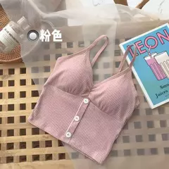 Camisola feminina de malha sem mangas, blusa feminina com botões, camisa monocromática, colete sexy com alça, vestido de verão, 2022 - loja online