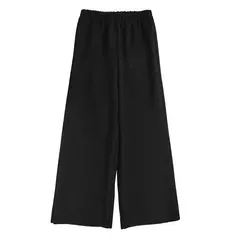 Elegante calça jeans de lã feminina, calça casual de cintura alta, perna reta, calça drapejada folgada, novo estilo, 2024 - loja online