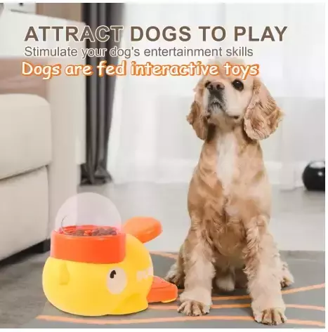 Alimentadores para cães suprimentos pet inteligência exercício dos desenhos animados pequeno pato amarelo forma interativo brinquedo do cão anti-deslizamento design brinquedos