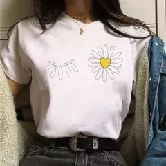 Maycaur-t-shirt de manga curta com estampa em margarida para mulheres, harajuku, anos 90, streetwear, engraçado, bonito, verão