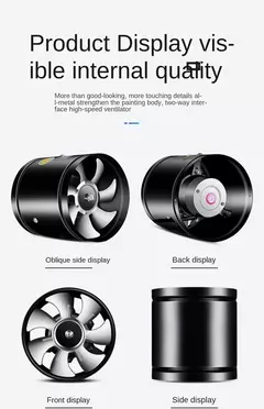 Ventilador de exaustão de tubo de metal, 4'', 6'', 8'', mini extrator, banheiro, parede, duto - Wolf Magazine