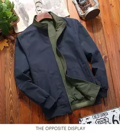 Jaqueta casual dupla face masculina, casaco de gola alta, jaquetas da moda, nova chegada na internet