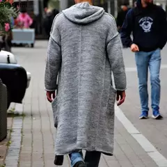 Cardigã de malha de algodão manga comprida masculino, suéteres masculinos casuais, monocromáticos, outwear justo, capuz quente, outono, inverno, novo, moda, 2024 - comprar online