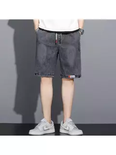 Y2k homens solto baggy denim calças de brim curto moda streetwear hip hop longo capri carga shorts bolso masculino pantalones cortos - comprar online