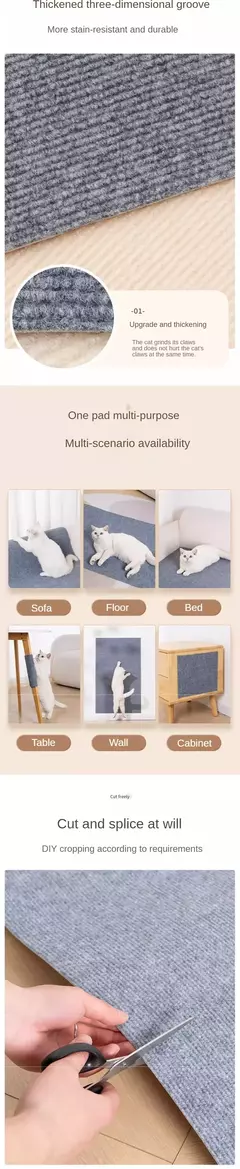 Anti Cat Scratch Crawling Mat, tapete auto-adesivo, DIY Cats Scratch Board, patas Sharpen, brinquedos aparáveis, sofá - Wolf Magazine