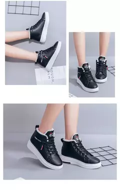 Botas de pelúcia quente PU para mulheres, sapatos de inverno, apartamentos, rendas, botas de neve curtas, senhoras, 2022