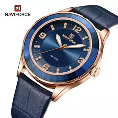 NAVIFORCE-Relógio de couro simples feminino, relógios de pulso casuais, relógio de quartzo feminino, original, nova moda
