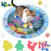 Tapete de jogo sensorial de água engrossado tapete de água inflável para gato e cão pet playmat com peixe mar oceano tema brinquedo sensorial água