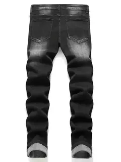 Calça jeans casual stretch reta masculina, azul, preta, clássica, calça de trabalho, roupa de marca masculina, moda - comprar online
