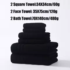 Algodão Bathroom Towels Set, Super Absorvente, 2 Hand Towels, 2 Face Towel, Hotel White Towel, 34x34, 35x75, 70x140, 6 Pcs na internet